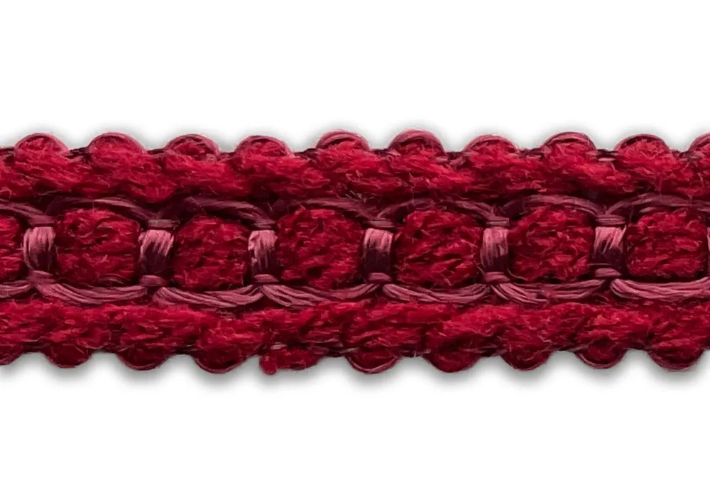 3/4" Carmine & Berry Bouclé Braided Trim (Made in France)