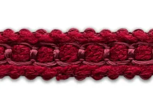 3/4" Carmine & Berry Bouclé Braided Trim (Made in France)