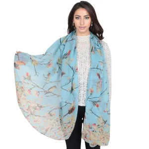 Anna-Kaci Women's Lightweight Floral Birds Print Scarf Cotton Linen Shawls Wrap Scarves