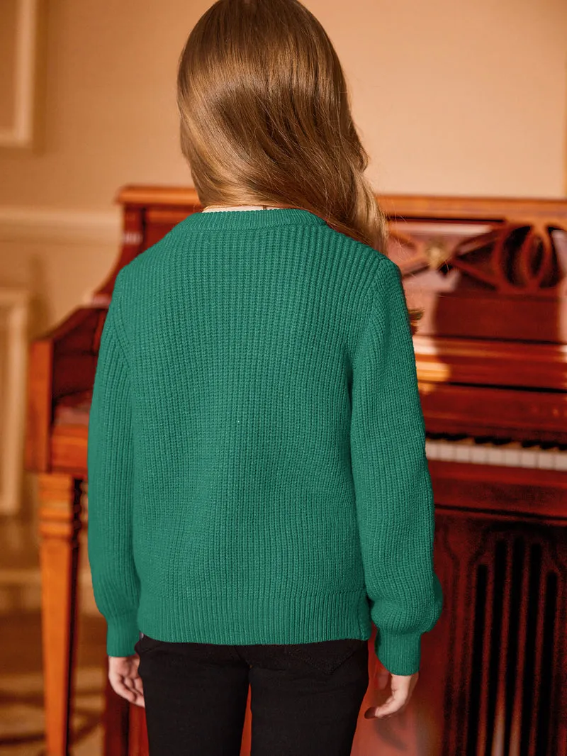 Arshiner Girl's Sweaters Kids Twist Front Cute Pullover Knitted Jumper