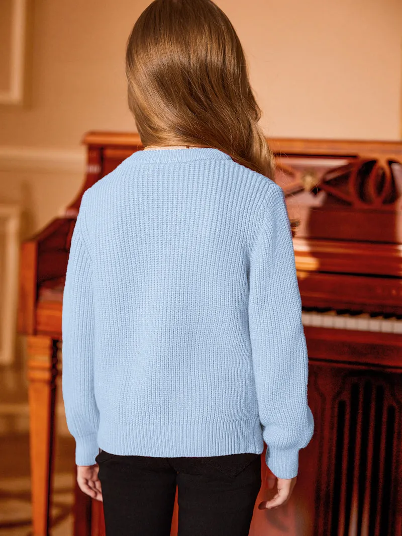 Arshiner Girl's Sweaters Kids Twist Front Cute Pullover Knitted Jumper