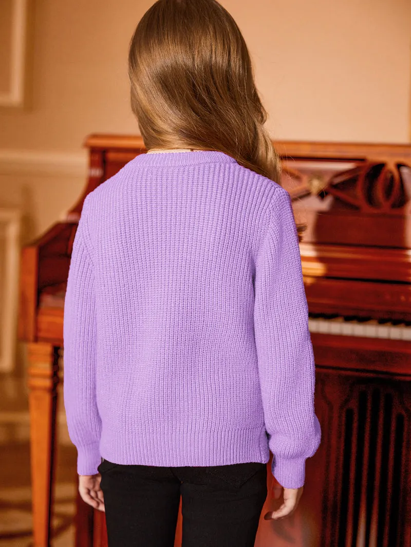 Arshiner Girl's Sweaters Kids Twist Front Cute Pullover Knitted Jumper