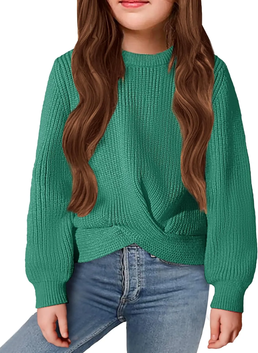 Arshiner Girl's Sweaters Kids Twist Front Cute Pullover Knitted Jumper