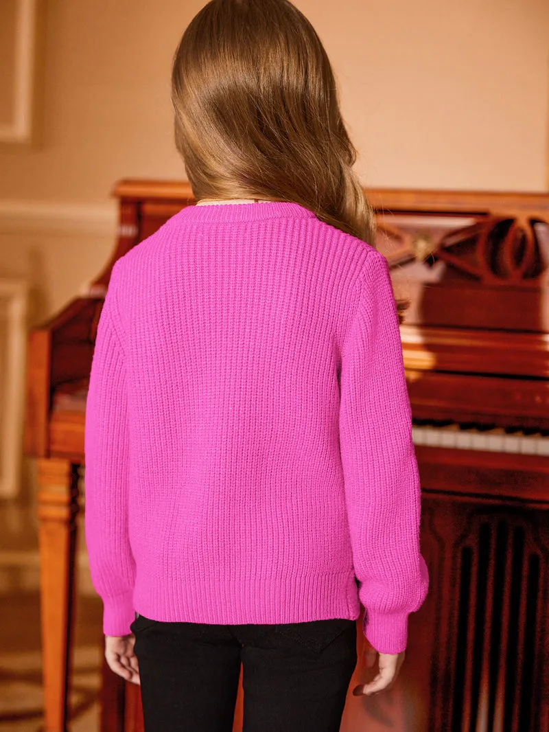 Arshiner Girl's Sweaters Kids Twist Front Cute Pullover Knitted Jumper