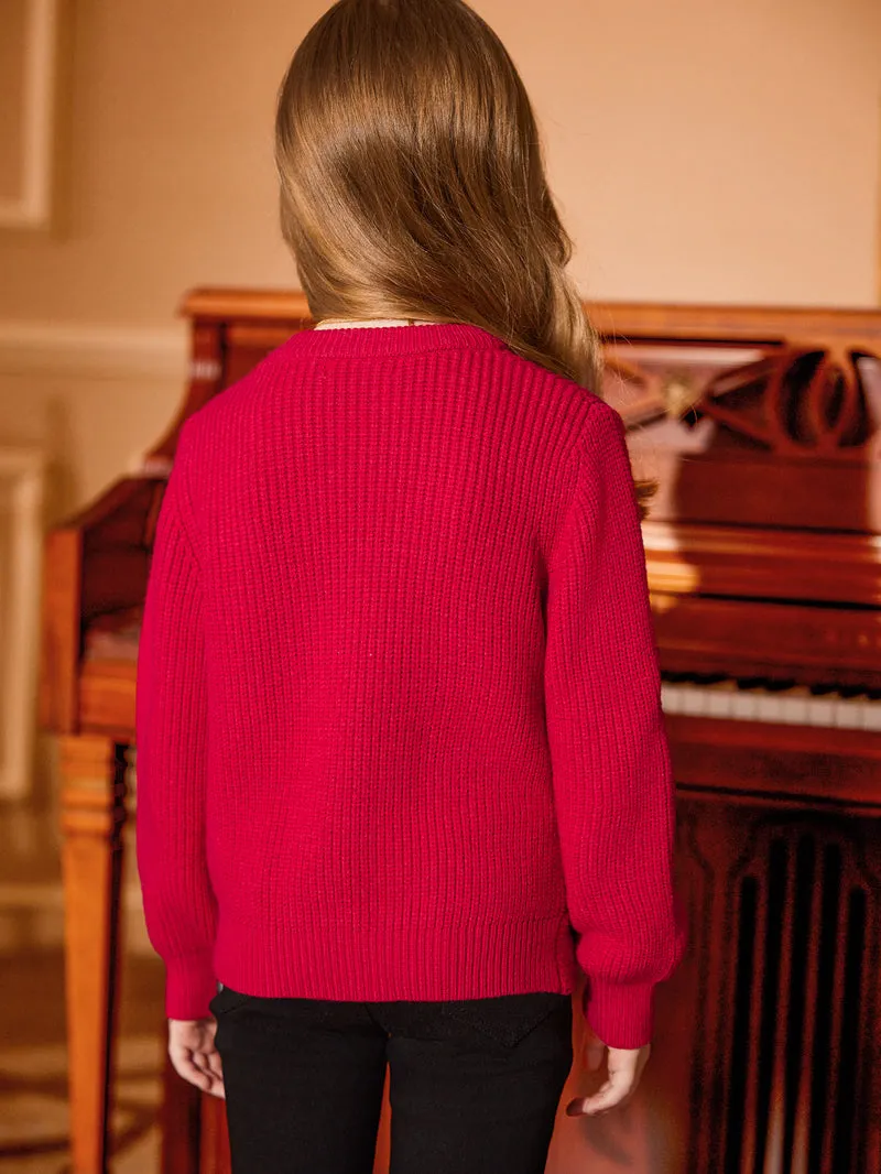 Arshiner Girl's Sweaters Kids Twist Front Cute Pullover Knitted Jumper