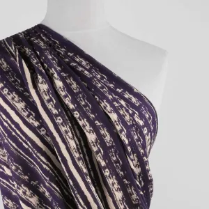 Avignon - Navy Stripes Viscose Crinkle Woven Fabric