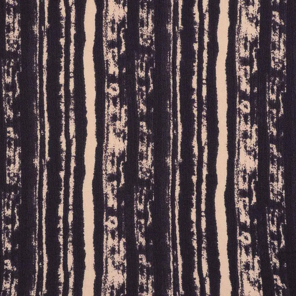 Avignon - Navy Stripes Viscose Crinkle Woven Fabric