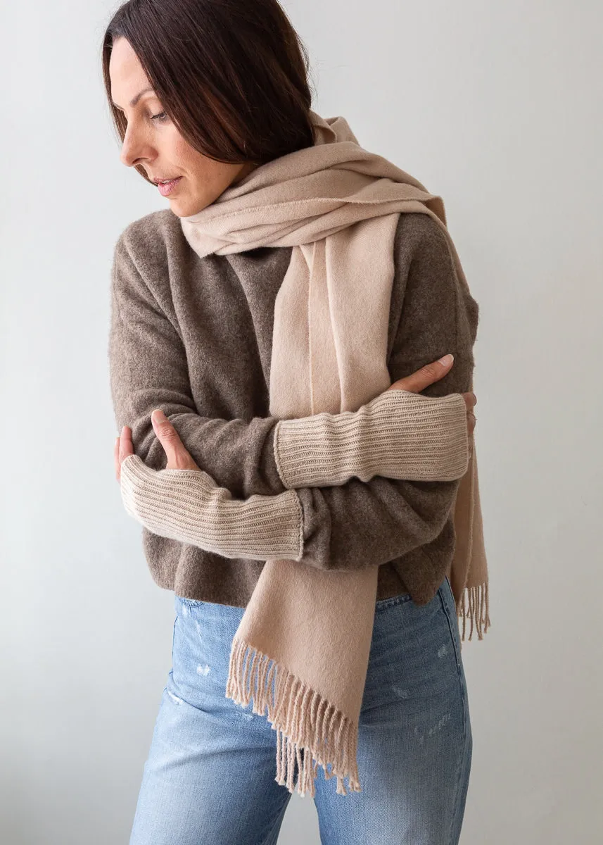 Baby Alpaca Shawl/ Oversized Scarf - Pale Beige