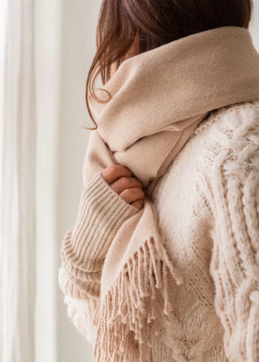 Baby Alpaca Shawl/ Oversized Scarf - Pale Beige
