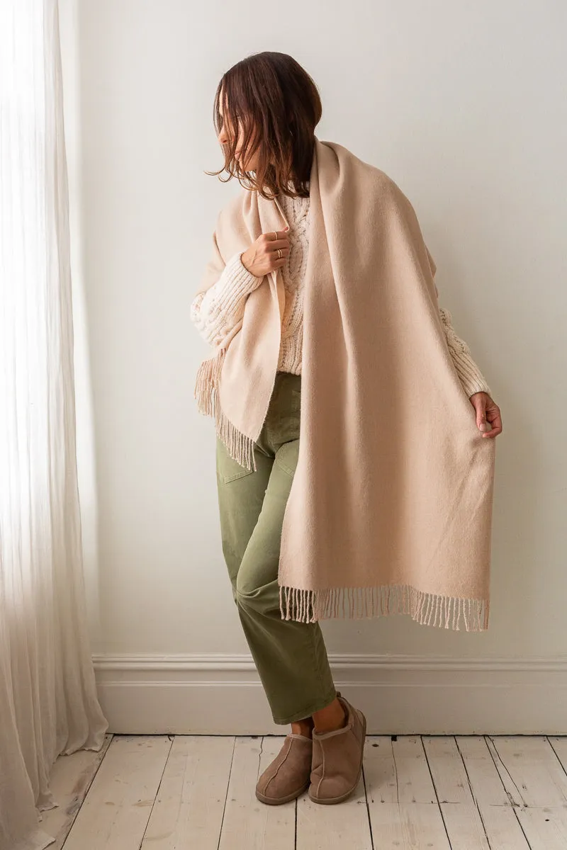 Baby Alpaca Shawl/ Oversized Scarf - Pale Beige