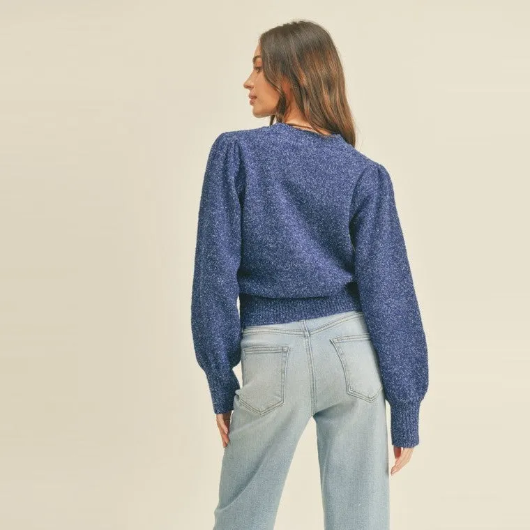 Balloon Sleeve Sweater (Smokey Royal)