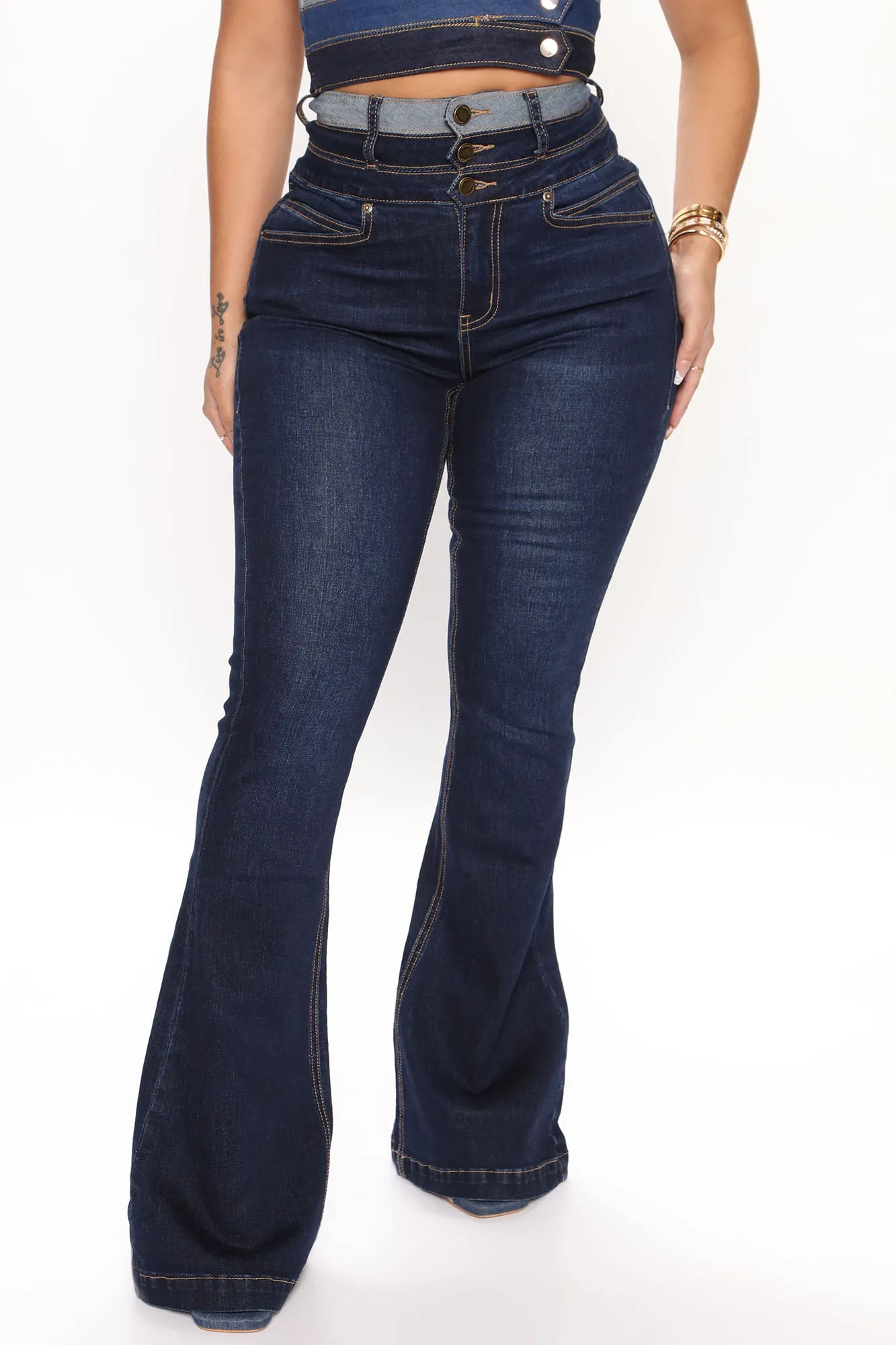 Because I Knew You Stretch Flare Jeans - Dark Denim