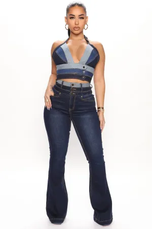 Because I Knew You Stretch Flare Jeans - Dark Denim