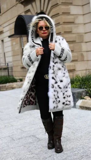 Bergen Of Norway Freyja Women's Cashmere Wool Knit Fur Knit Coat AFREAD