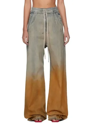 Blue and Orange Spray Paint Effect Wide-Leg Jeans
