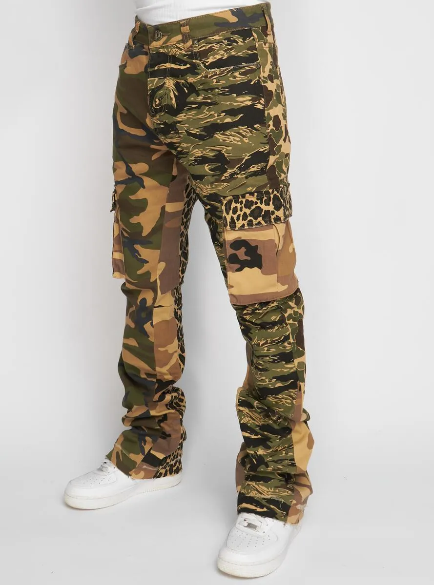 Cargo Stacked Flare Mott Jeans - Multi Camo