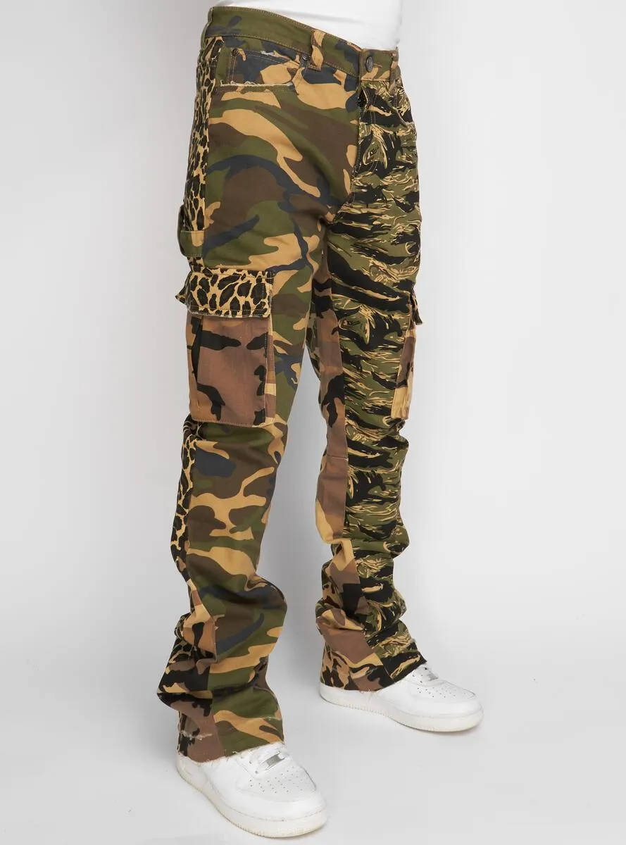 Cargo Stacked Flare Mott Jeans - Multi Camo