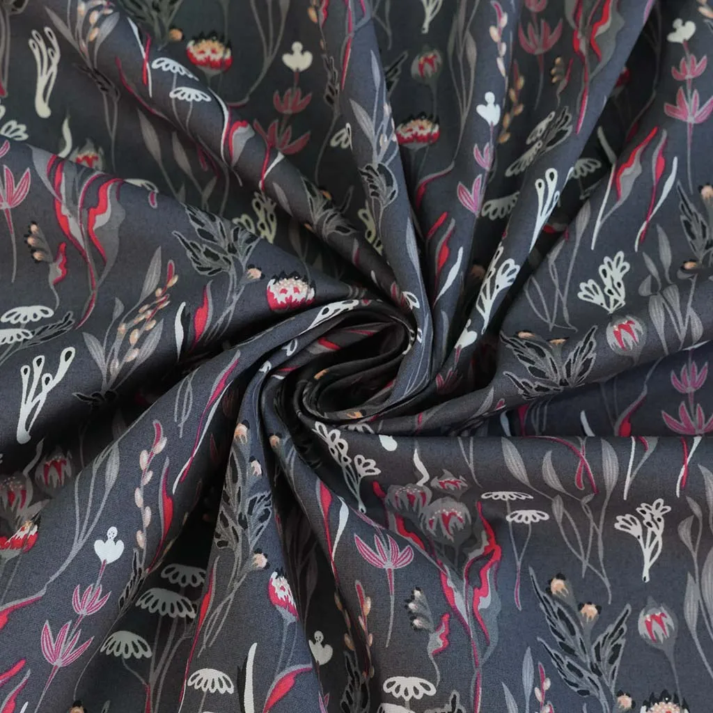 Casablanca - Dark Grey Under the Sea Cotton Elastane Stretch Woven Fabric Sample