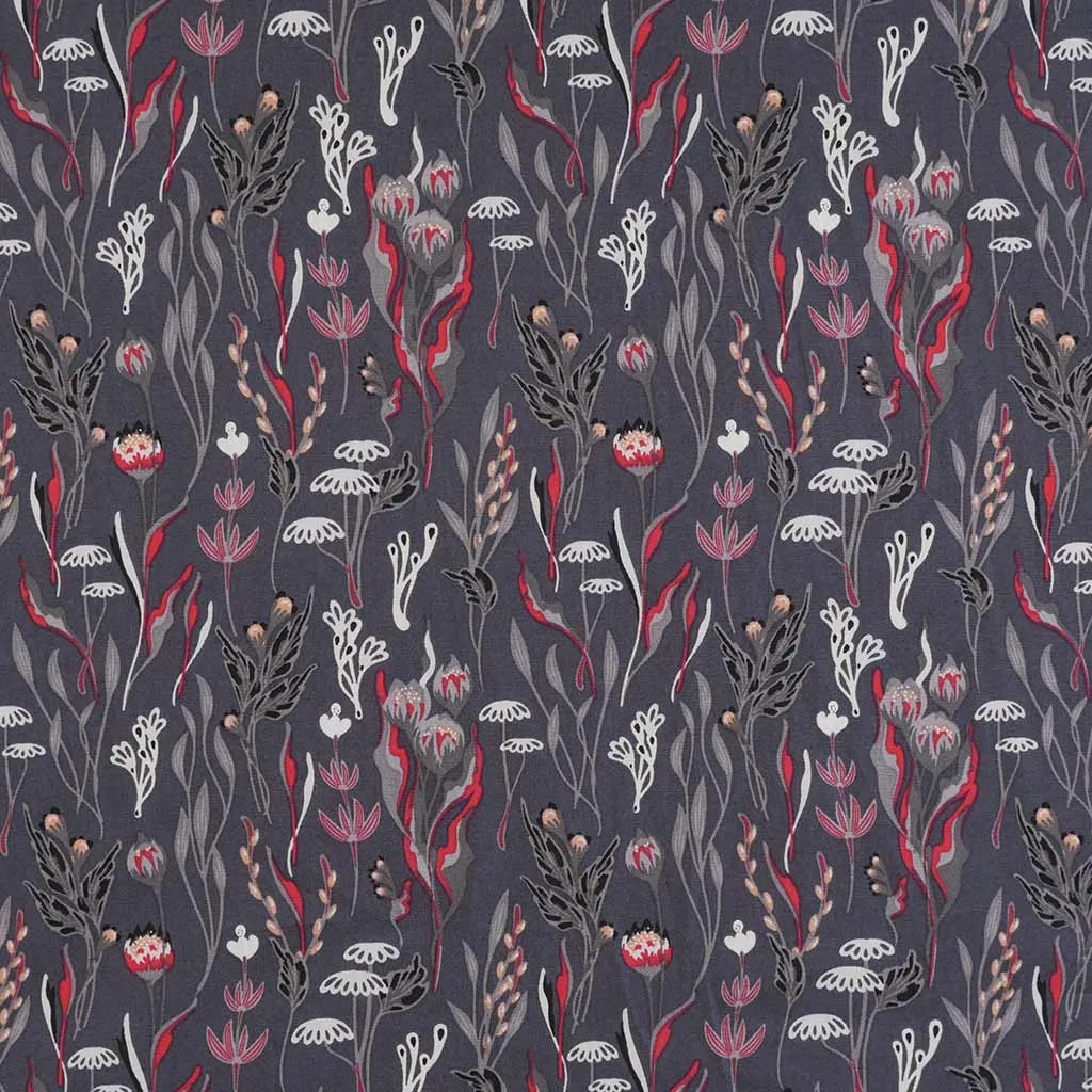 Casablanca - Dark Grey Under the Sea Cotton Elastane Stretch Woven Fabric Sample