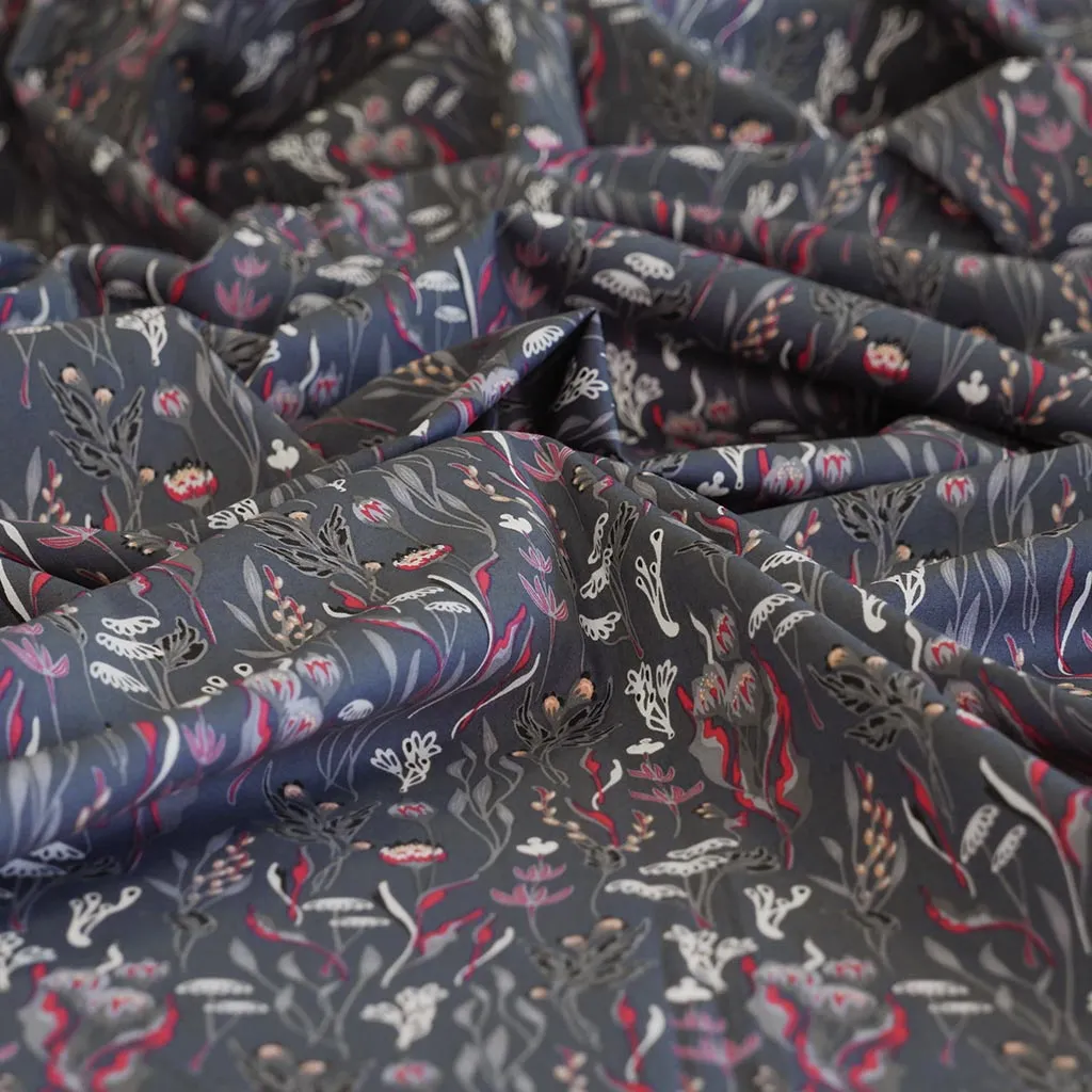 Casablanca - Dark Grey Under the Sea Cotton Elastane Stretch Woven Fabric Sample