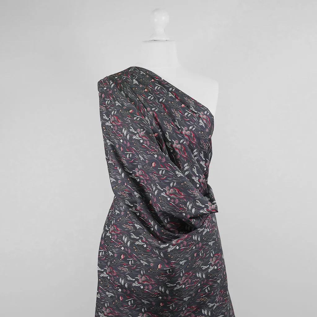 Casablanca - Dark Grey Under the Sea Cotton Elastane Stretch Woven Fabric Sample