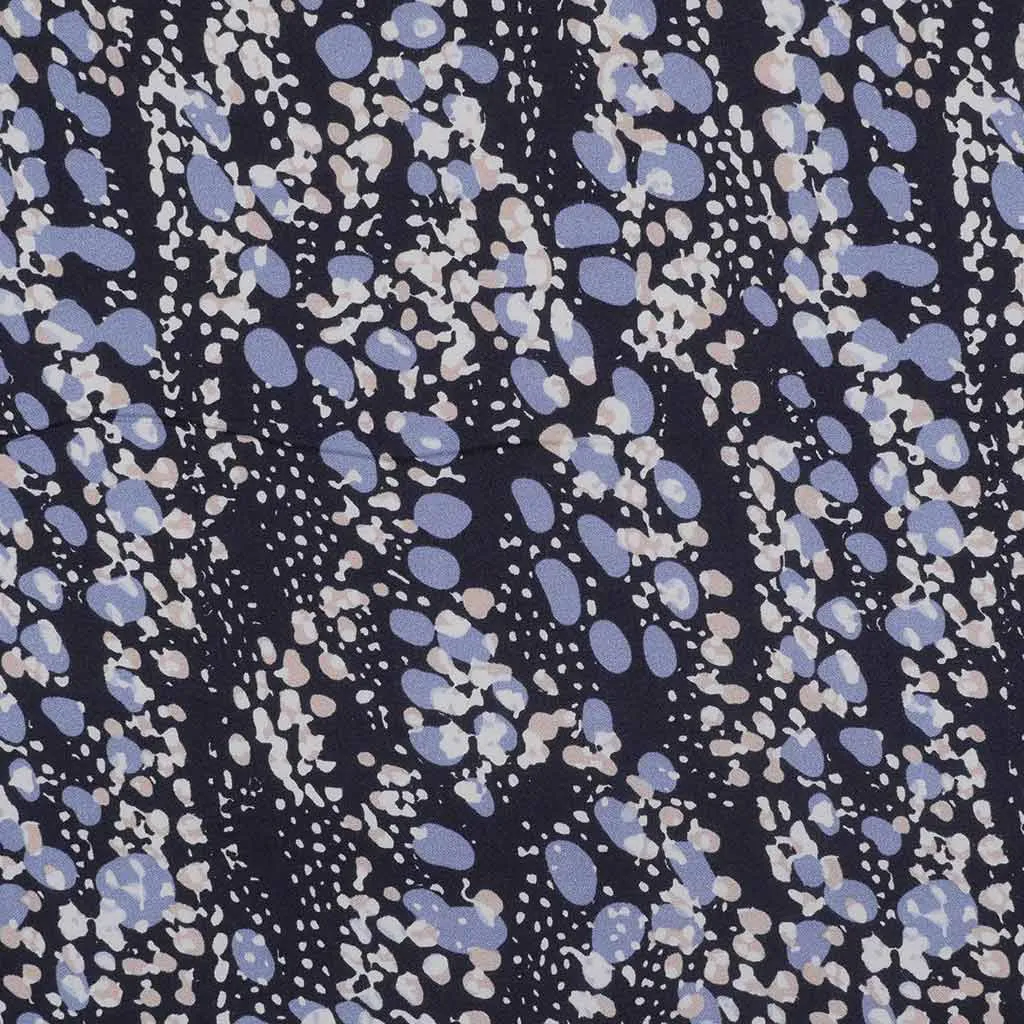 Cassis - Navy Larva Spots Viscose Crepe Woven Fabric Sample