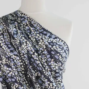 Cassis - Navy Larva Spots Viscose Crepe Woven Fabric Sample