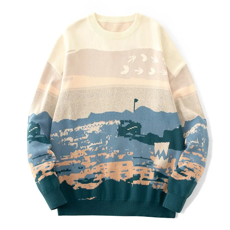 Casual Sweater Men Harajuku Style Knitted Pullover