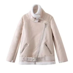 cold weather outfits Joskaa 2024 Winter Cool Level One Piece Leather Jacket For Women's Fashion European American Style Genuine Leather Coat