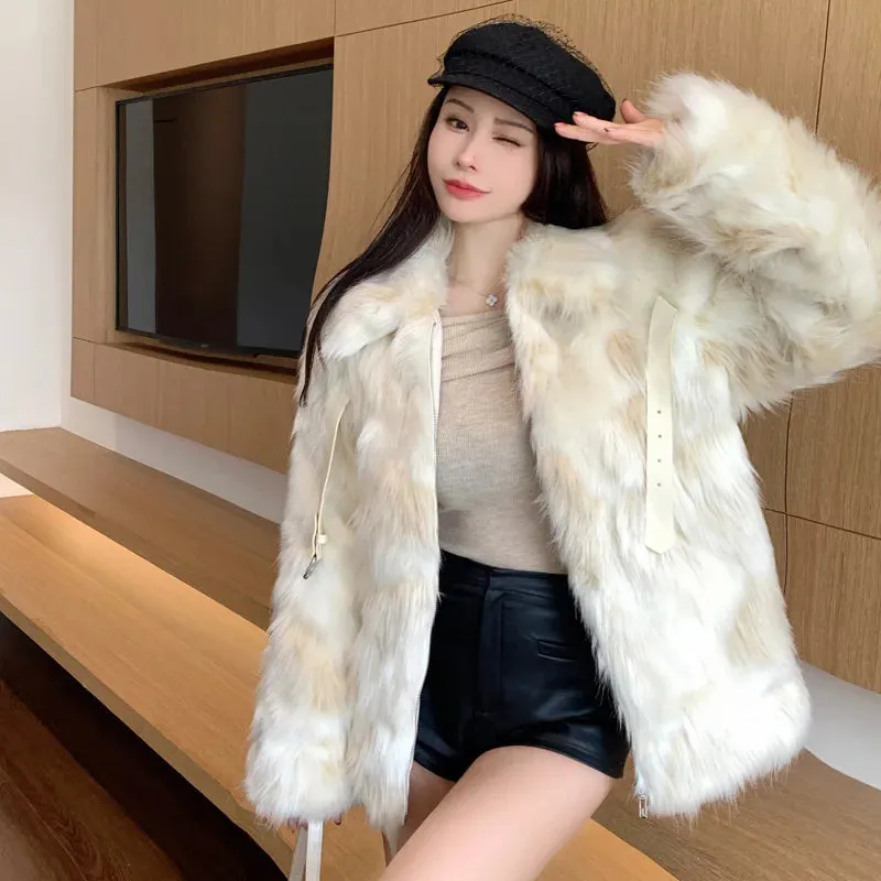 cold weather outfits Joskaa 2024 Winter New Fox Fur Jacket Women's Cropped High-End Youth Style Faux Fur Age-Reduction Explosion Top Real Leather Coat