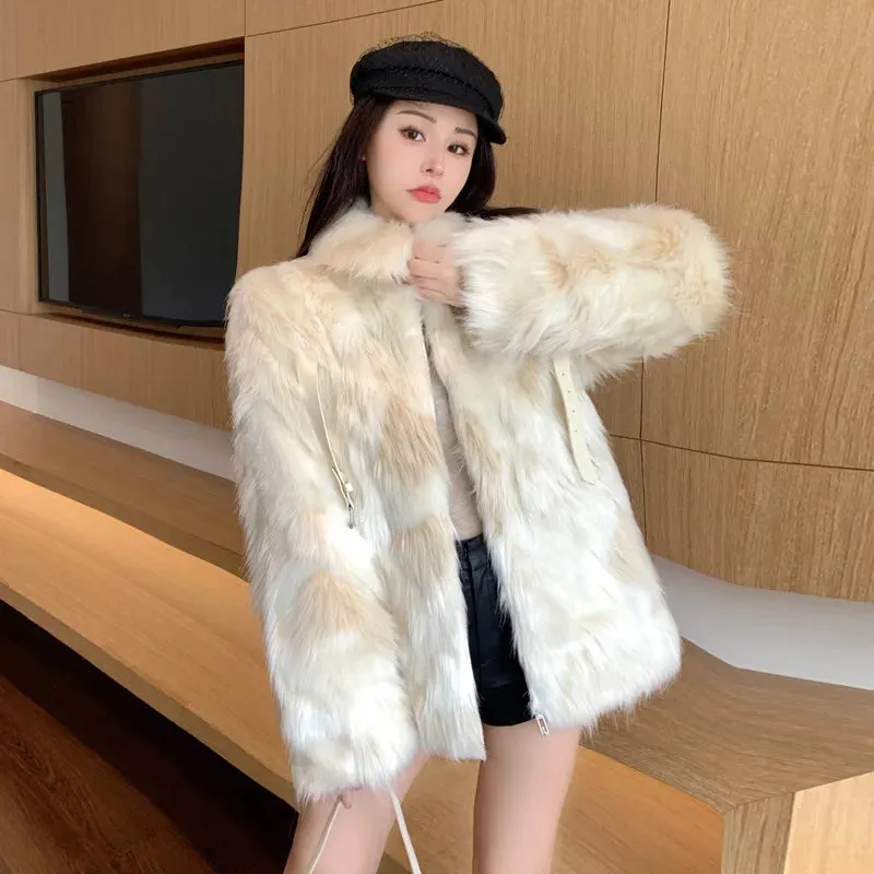 cold weather outfits Joskaa 2024 Winter New Fox Fur Jacket Women's Cropped High-End Youth Style Faux Fur Age-Reduction Explosion Top Real Leather Coat