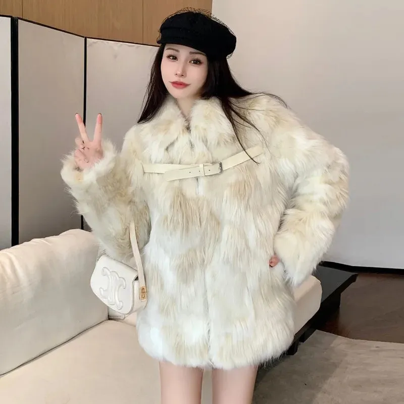 cold weather outfits Joskaa 2024 Winter New Fox Fur Jacket Women's Cropped High-End Youth Style Faux Fur Age-Reduction Explosion Top Real Leather Coat