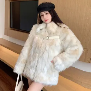 cold weather outfits Joskaa 2024 Winter New Fox Fur Jacket Women's Cropped High-End Youth Style Faux Fur Age-Reduction Explosion Top Real Leather Coat