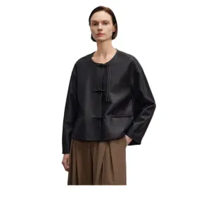 cold weather outfits Joskaa Haining 2024 Autumn New Cropped Slim Fit Leather Jacket Women's Smooths Your Silhouette Genuine Leather Jacket