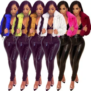 cold weather outfits Joskaa Sunday Angora Yarns Loose-Fit Artificial Leather Cardigan Short Jacket Black African Fashion Hot-Selling Autumn/Winter