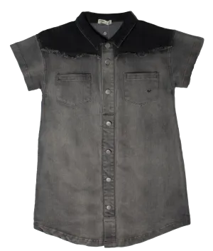 CREW KIDS TWO TONE DENIM DRESS