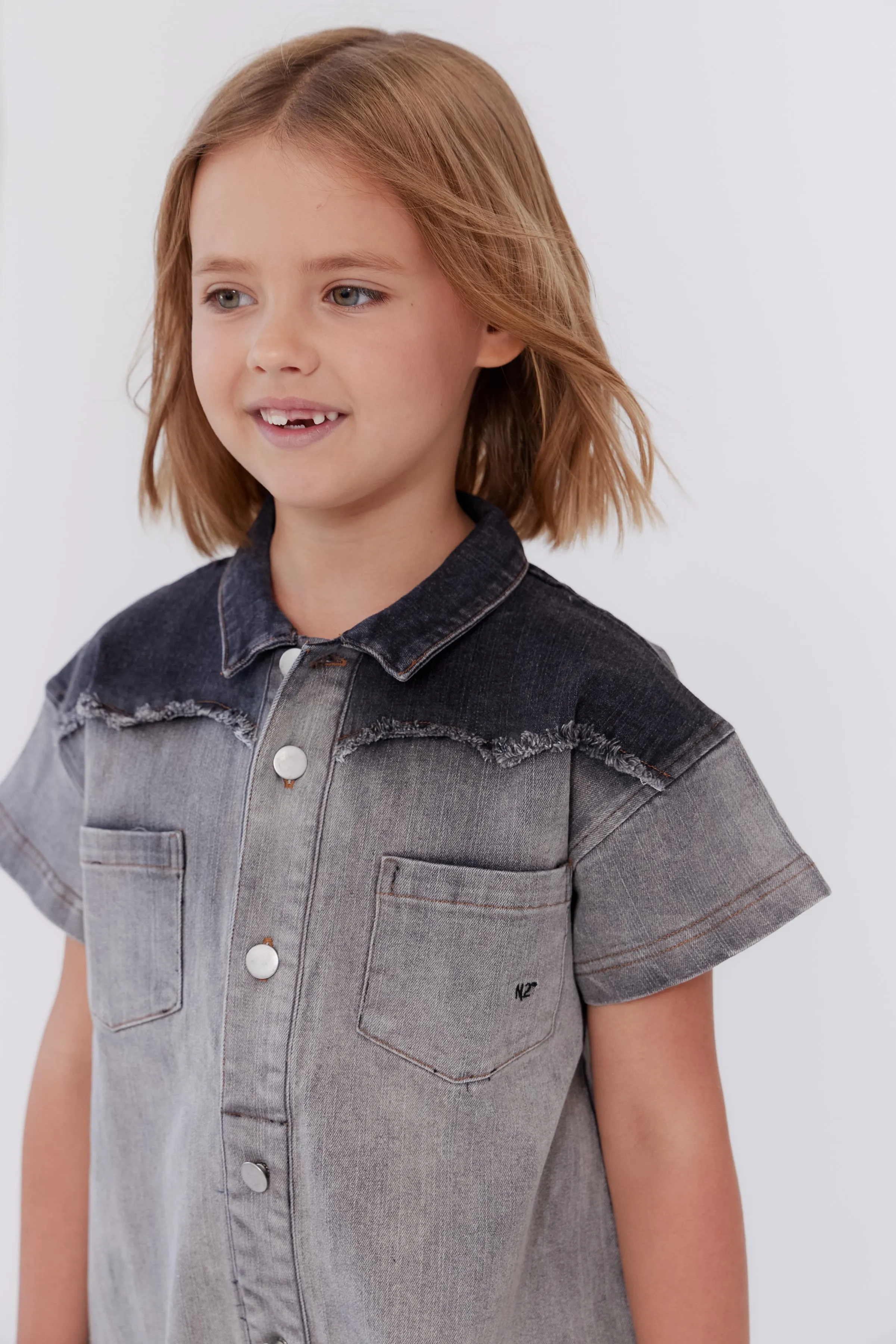 CREW KIDS TWO TONE DENIM DRESS