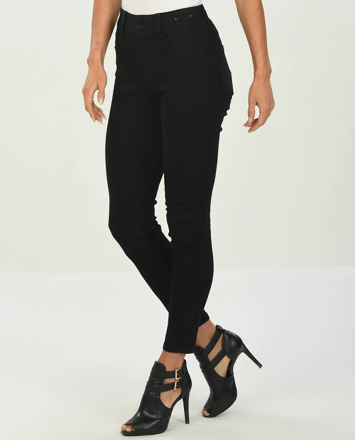 D Jeans Black Double Button Skinny Jeans