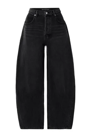 Dark Gray Mid-Rise Barrel-Leg Jeans