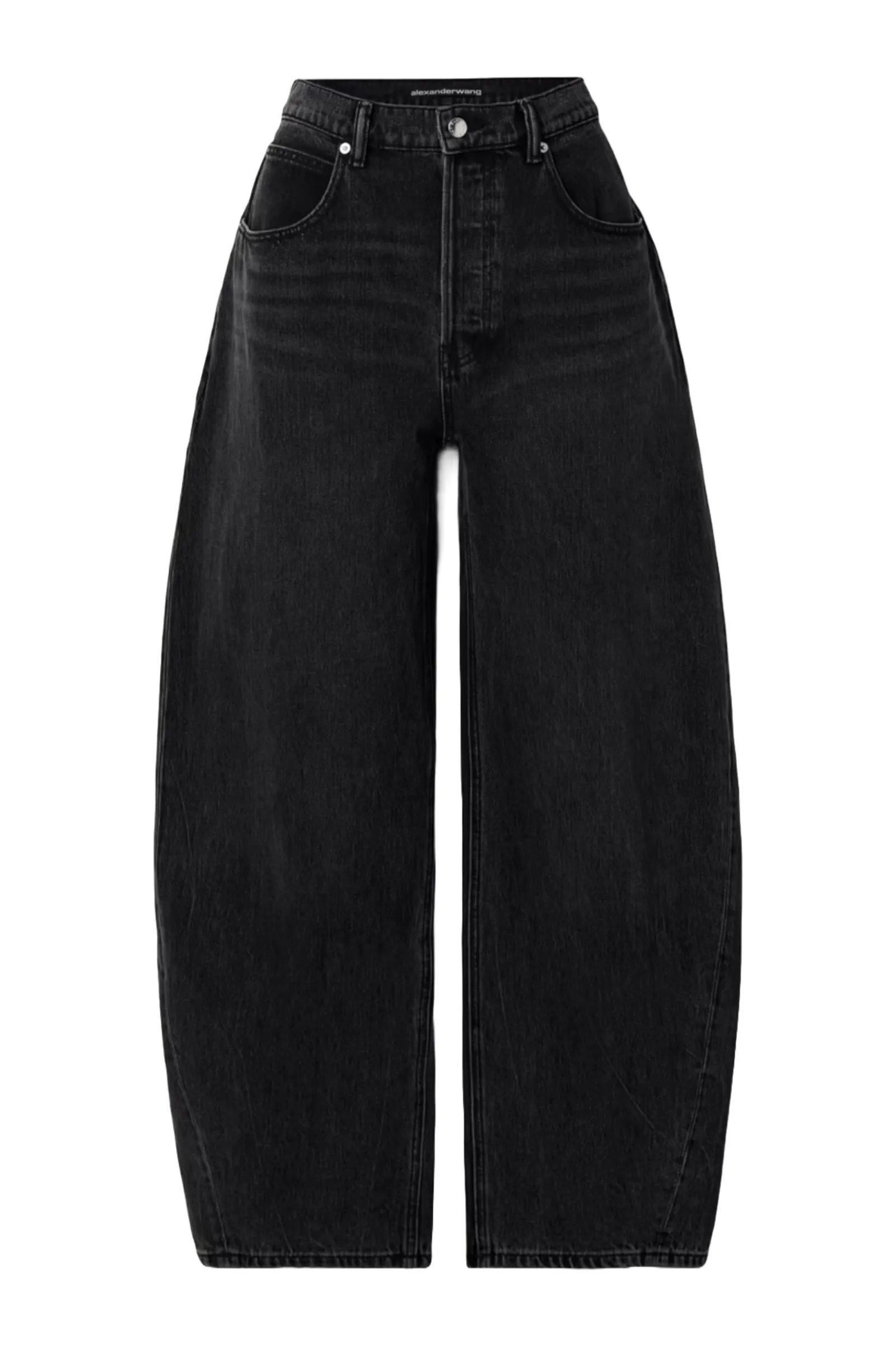 Dark Gray Mid-Rise Barrel-Leg Jeans