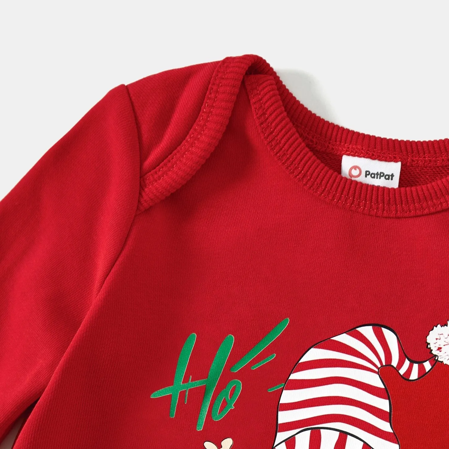 Family Matching Solid Color Santa&Letters Print Long Sleeve Cotton Tops