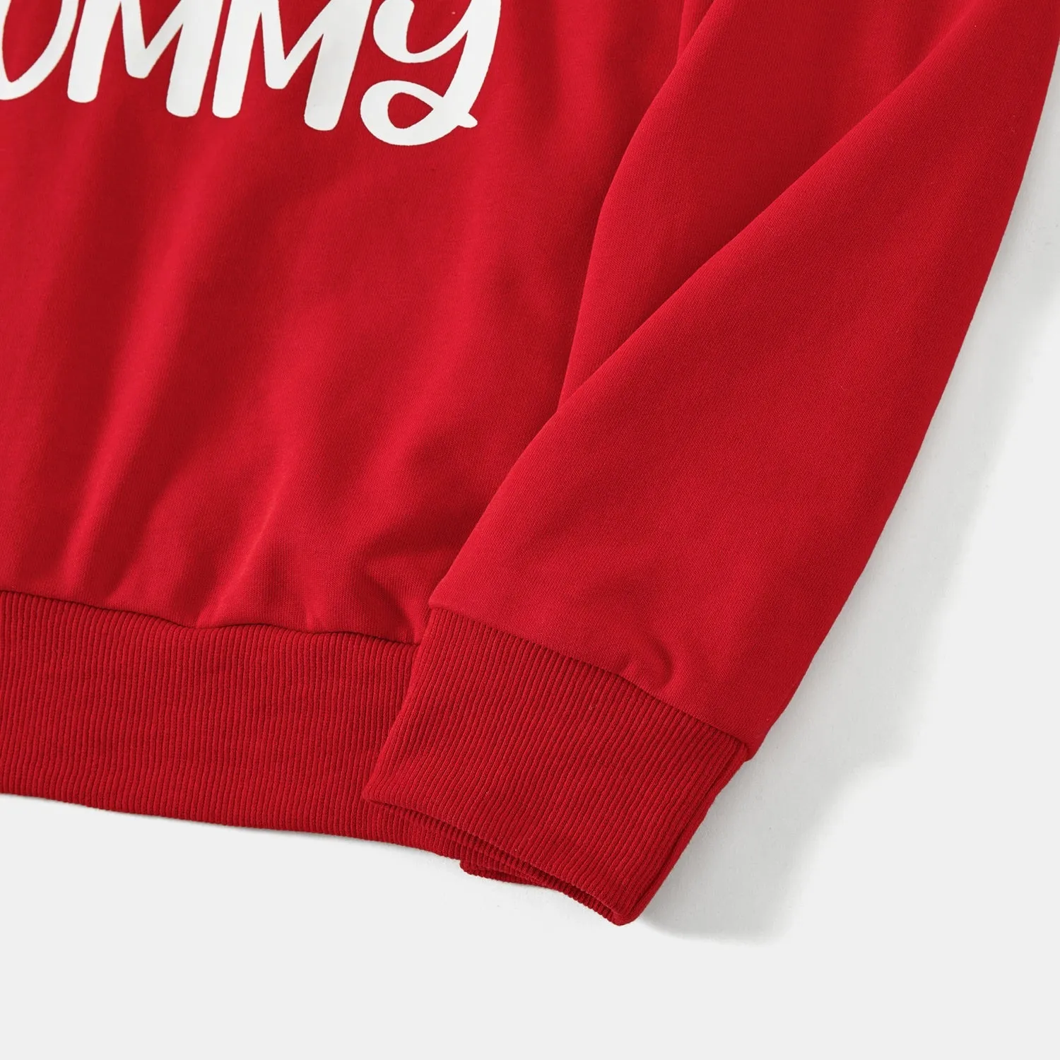Family Matching Solid Color Santa&Letters Print Long Sleeve Cotton Tops