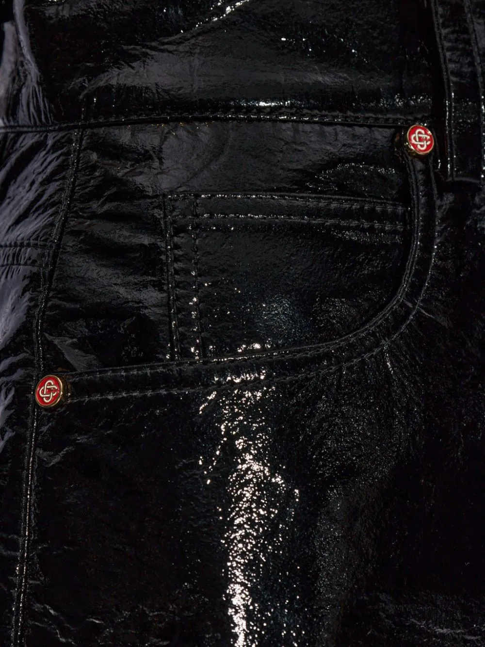 faux-leather shorts