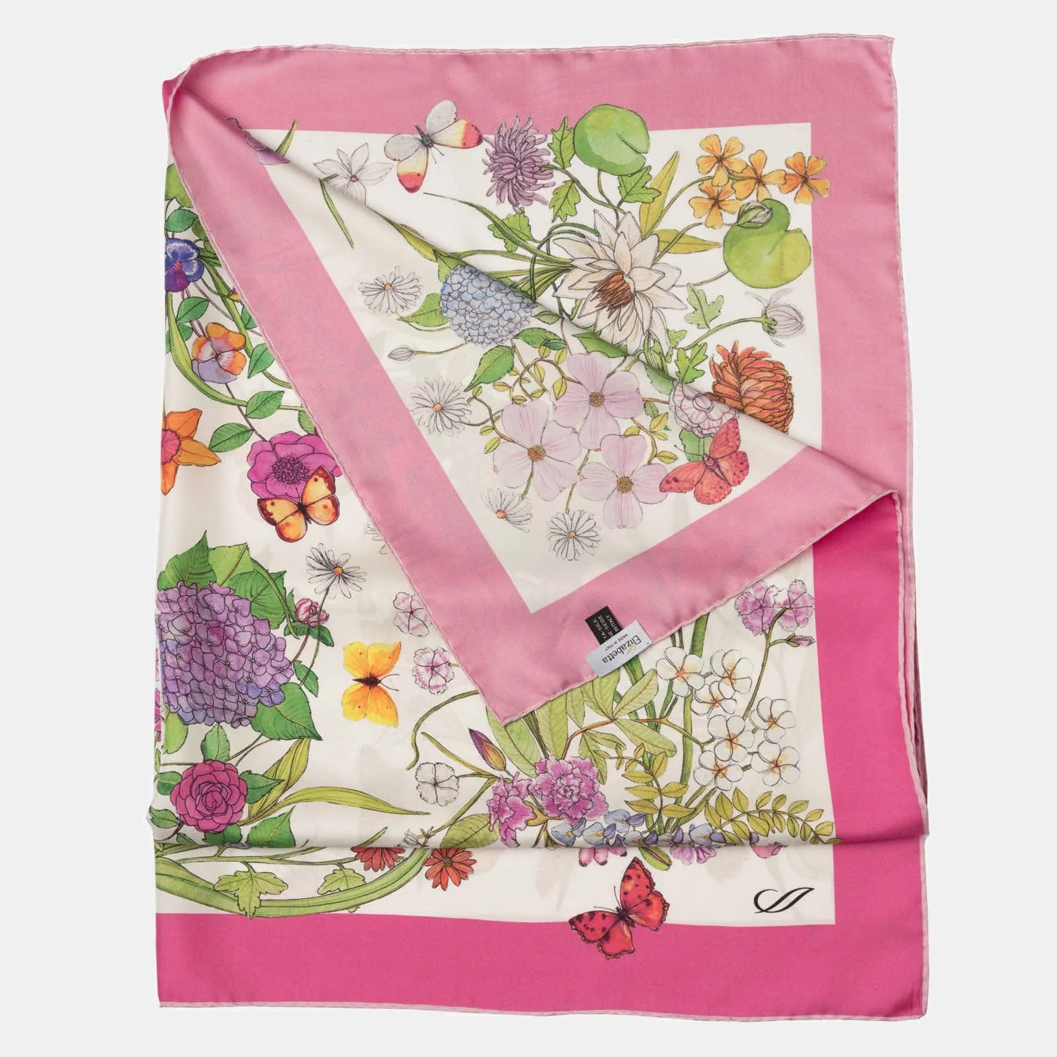 Flora - Hand Rolled Silk Foulard - Pink