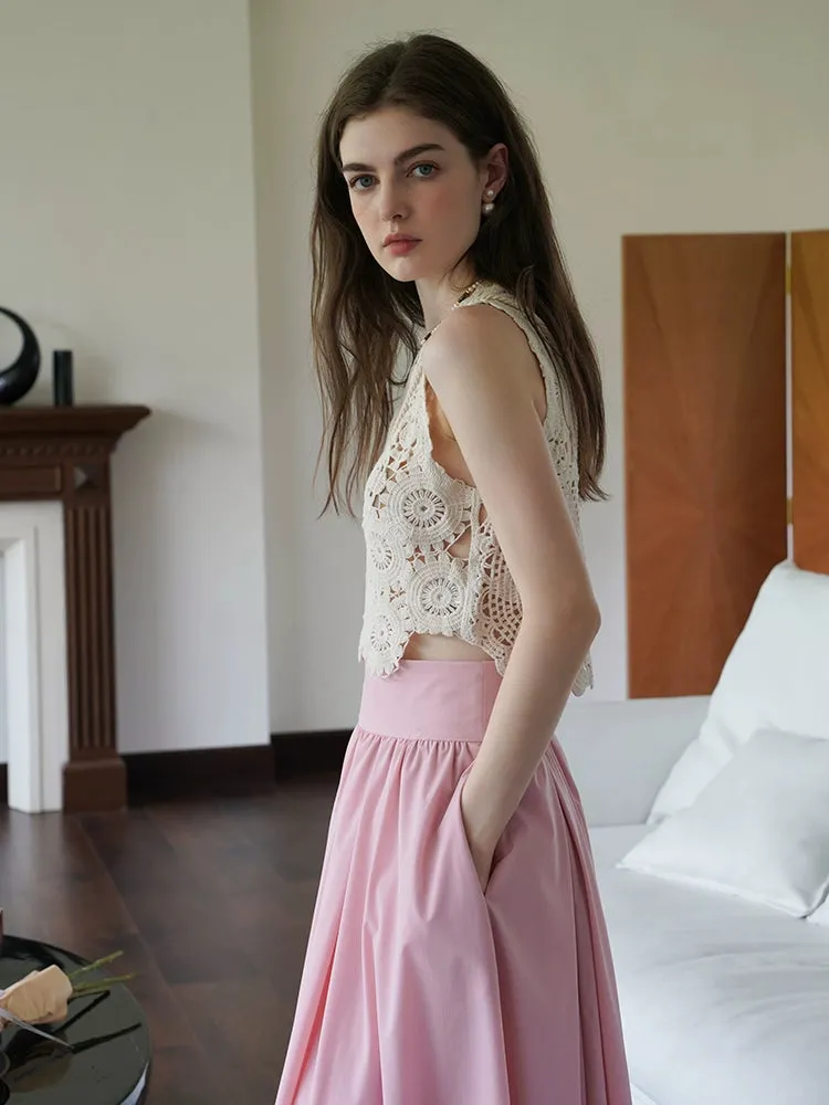 French Floral Crochet Cotton Gauze Tank Top