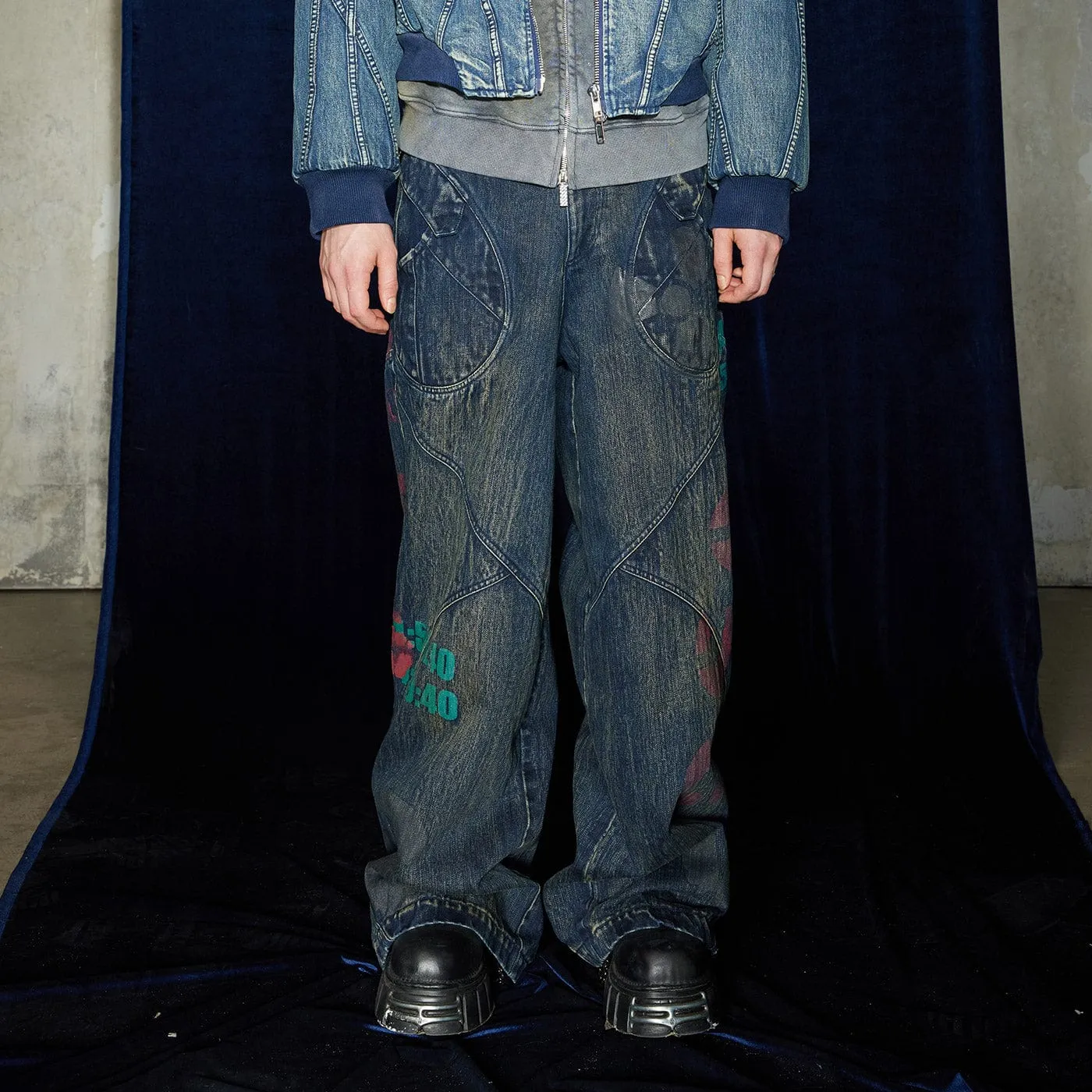 Graffiti Wide Leg Jeans