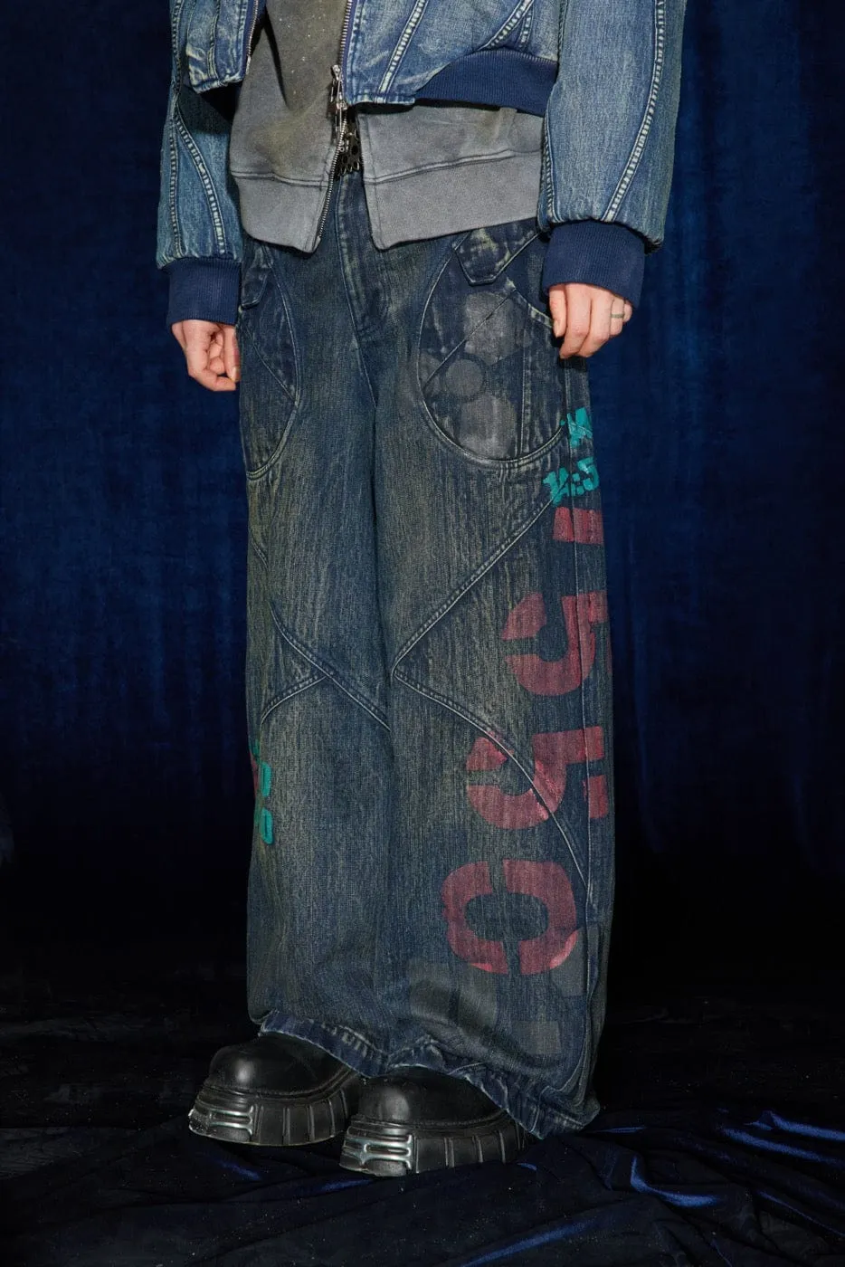 Graffiti Wide Leg Jeans