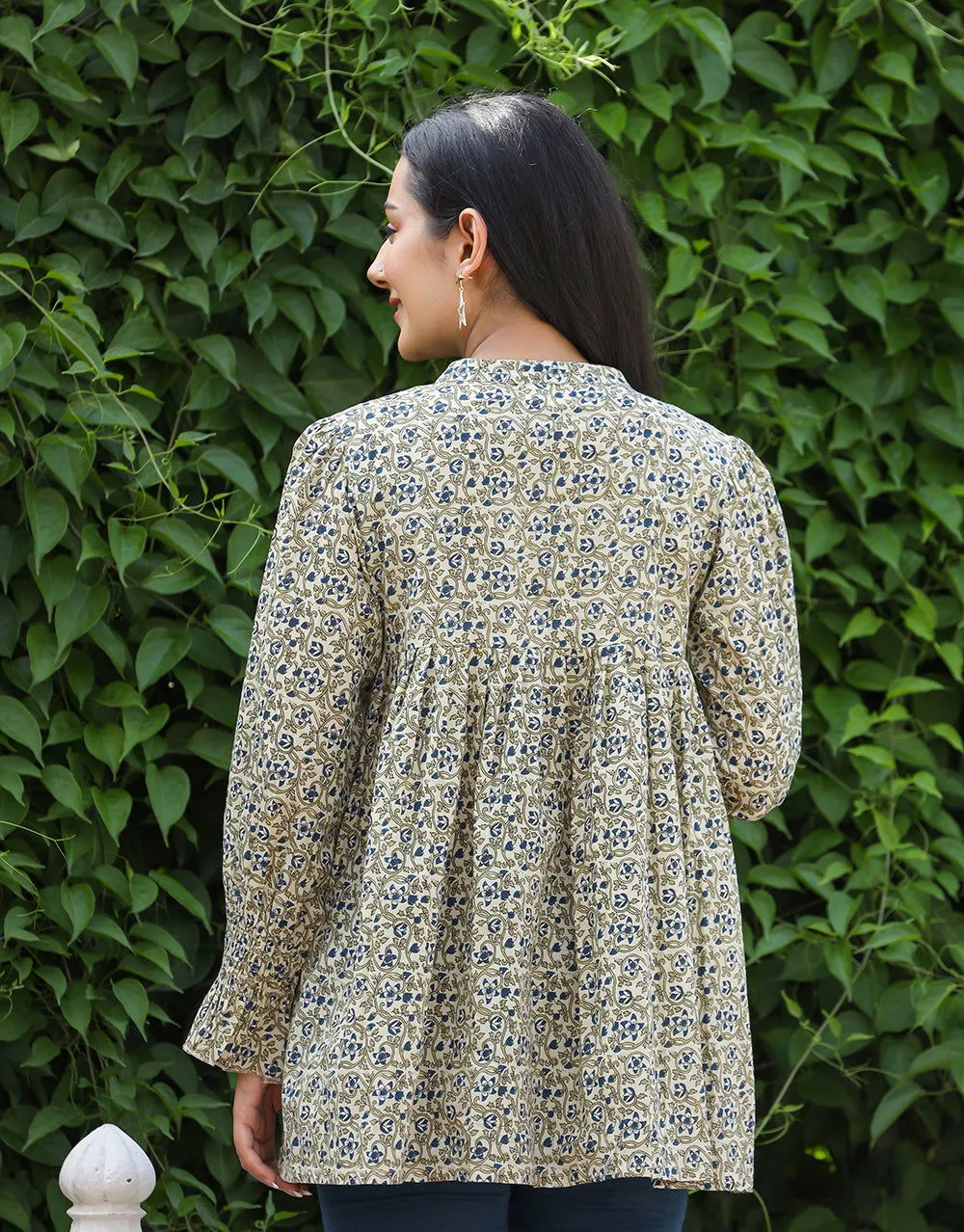 Green Printed Cotton Top (pack of 1)