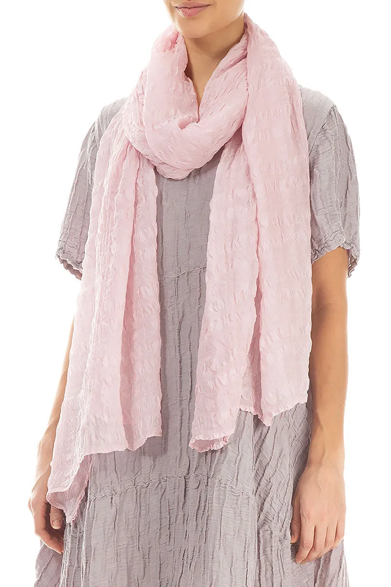 Lightweight Powder Pink Textured Silk Scarf