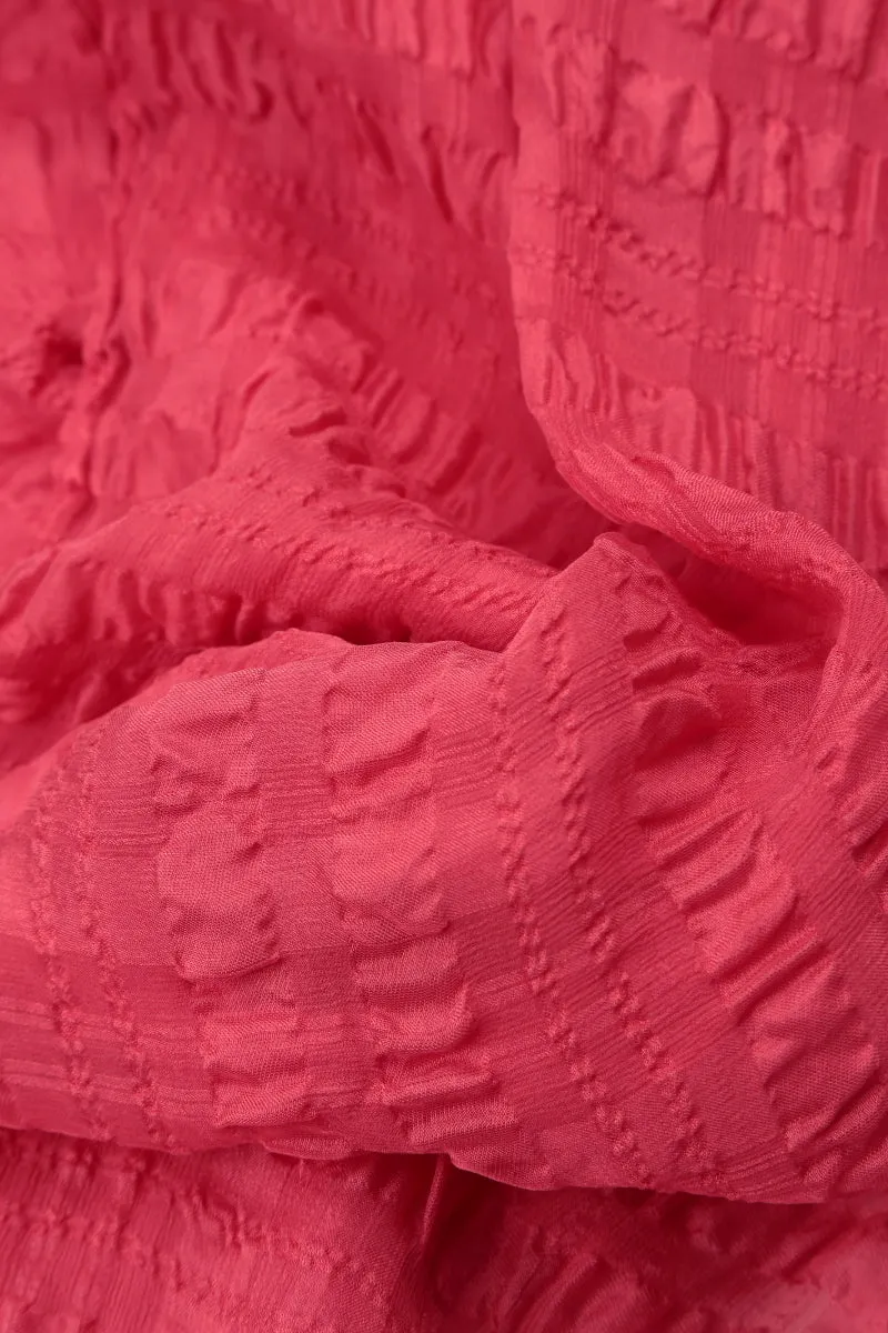 Lightweight Raspberry Textured Silk Scarf